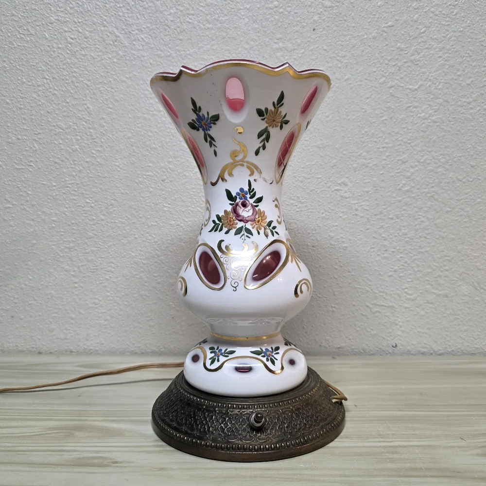 Bohemian Czech Glass Vintage Lamp